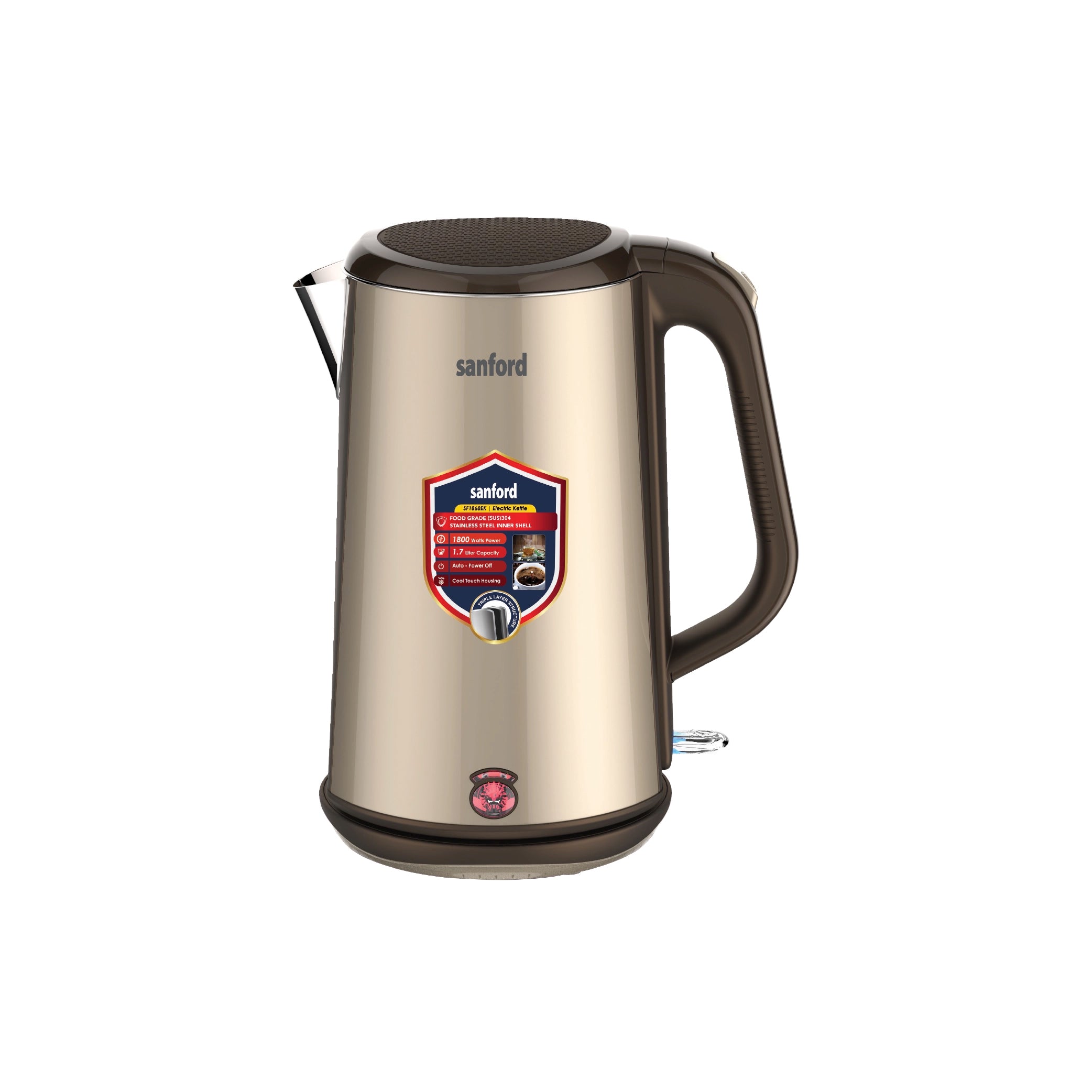 best electric kettle 1.7L 1800W power & Triple-Layer Cool-Touch Body sanford 1