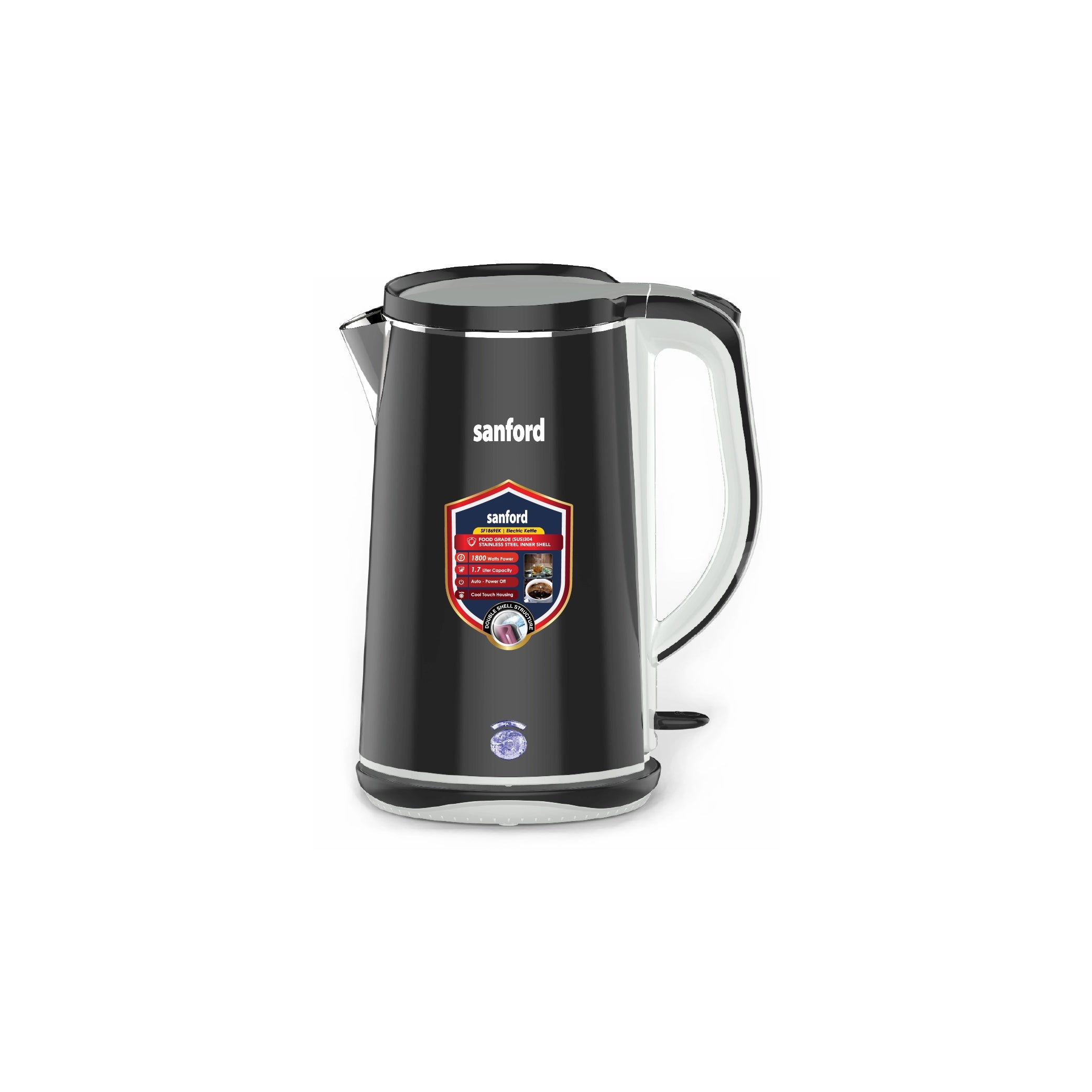 best electric kettle 1.7L 1800W power & double shell Cool-Touch Body sanford 1