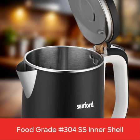 Sanford SF1869EK 1.7L Electric Kettle – food-grade SUS304 inner shell feature callout