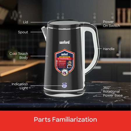 Sanford SF1869EK 1.7L Electric Kettle – parts familiarization diagram
