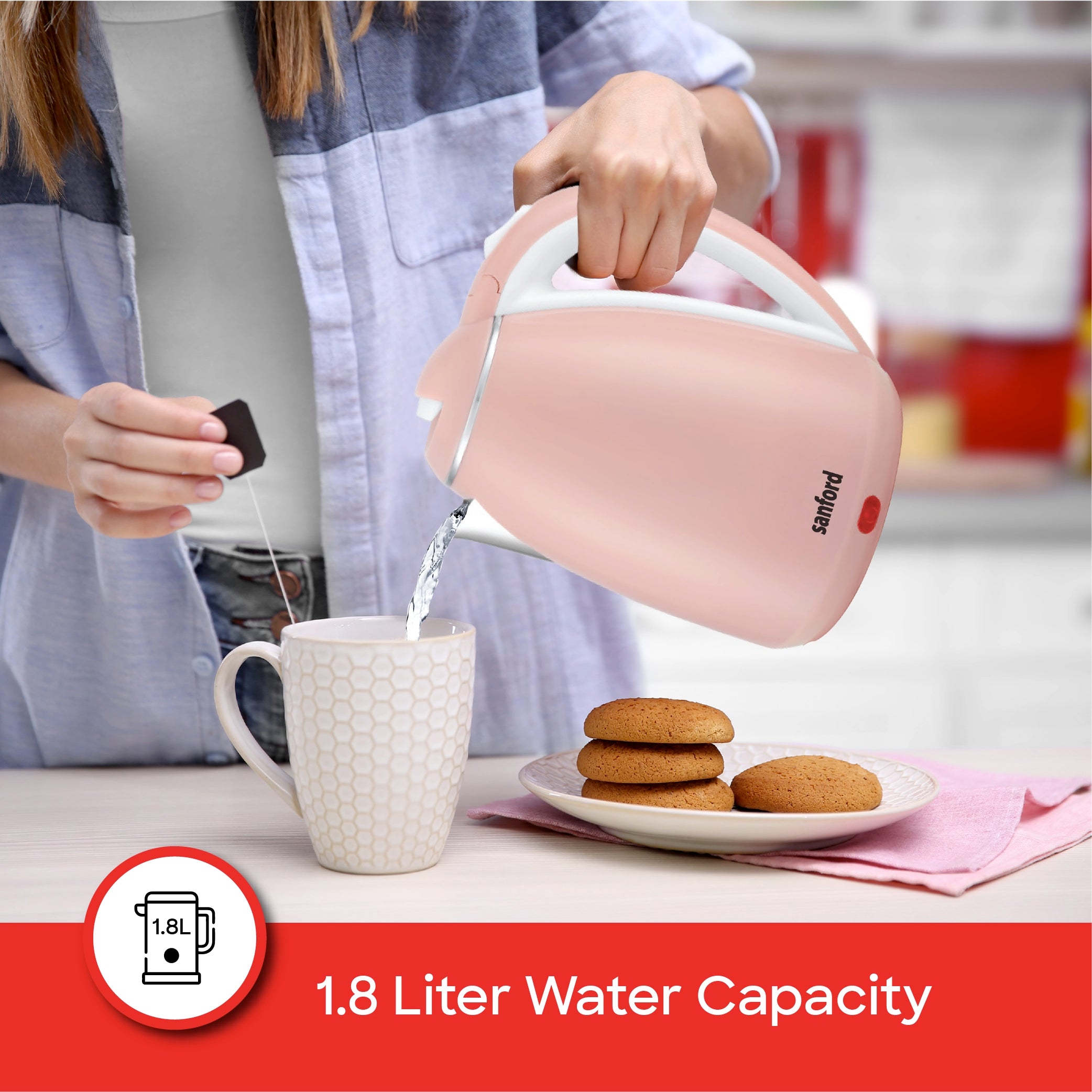 best electric kettle 1.8L 1500W Power and Double-Layer Cool Touch Body sanford 4