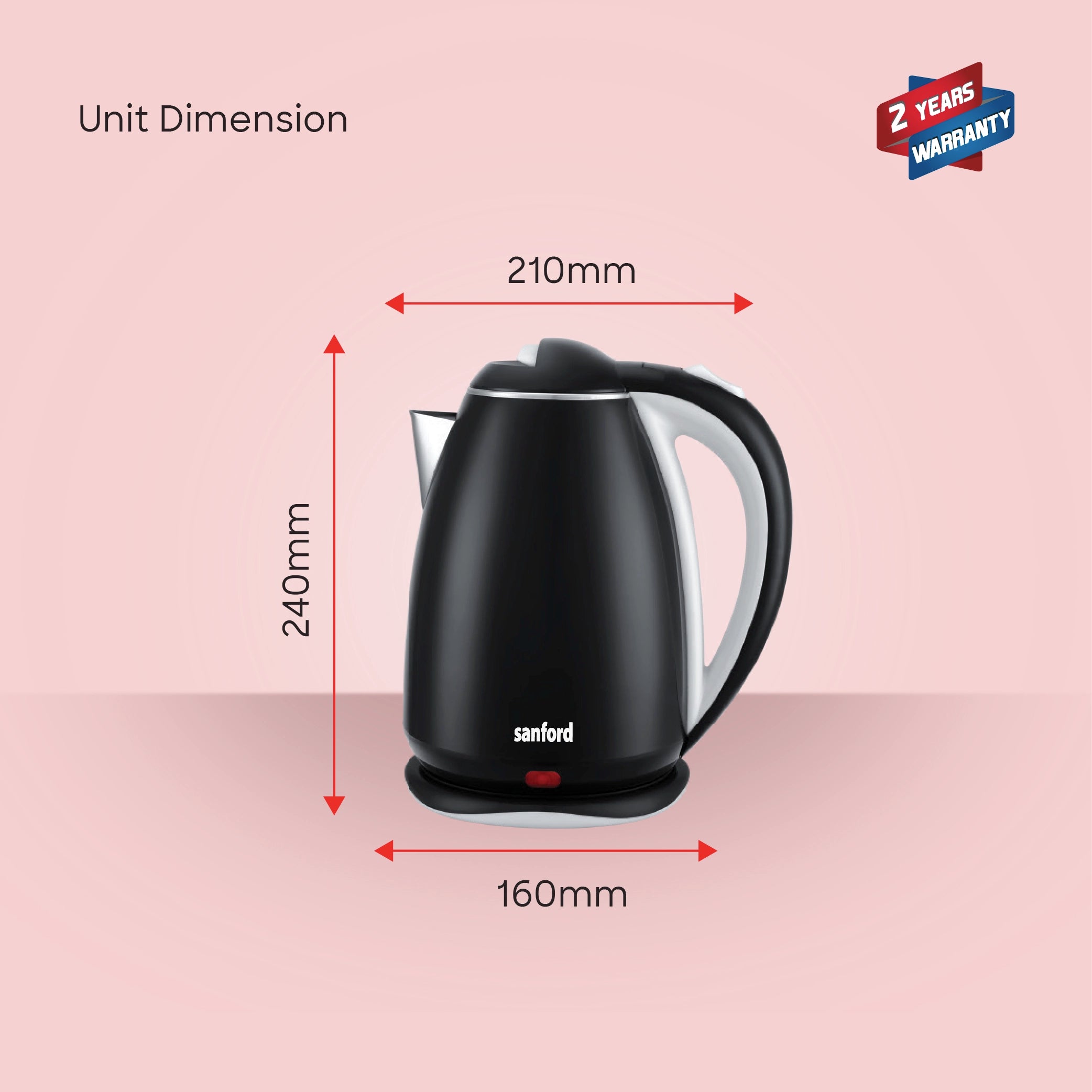 best electric kettle 1.8L 1500W Power and Double-Layer Cool Touch Body sanford 8