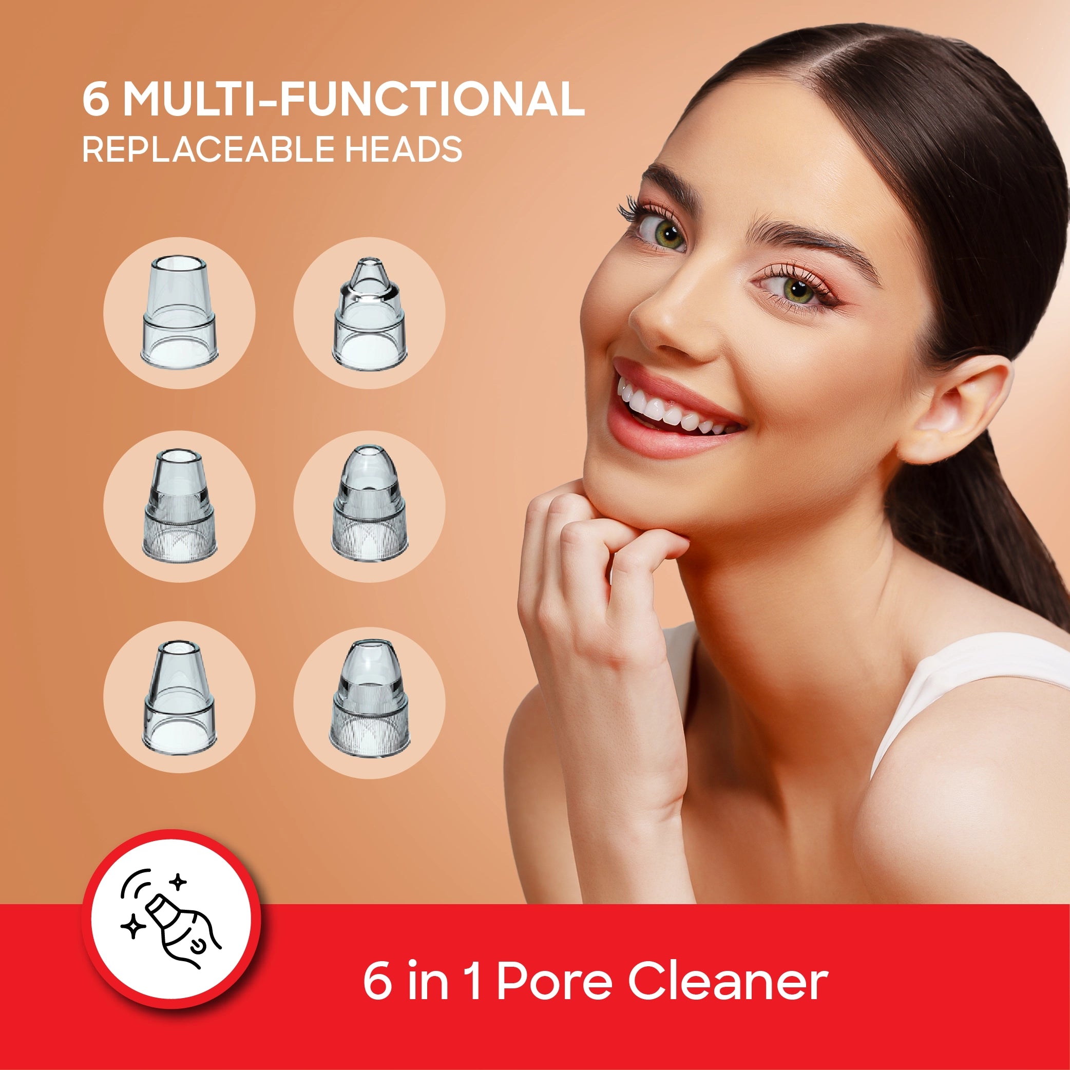  rechargeable pore cleaner 6 in 1 LED display replaceable heads sanford 4