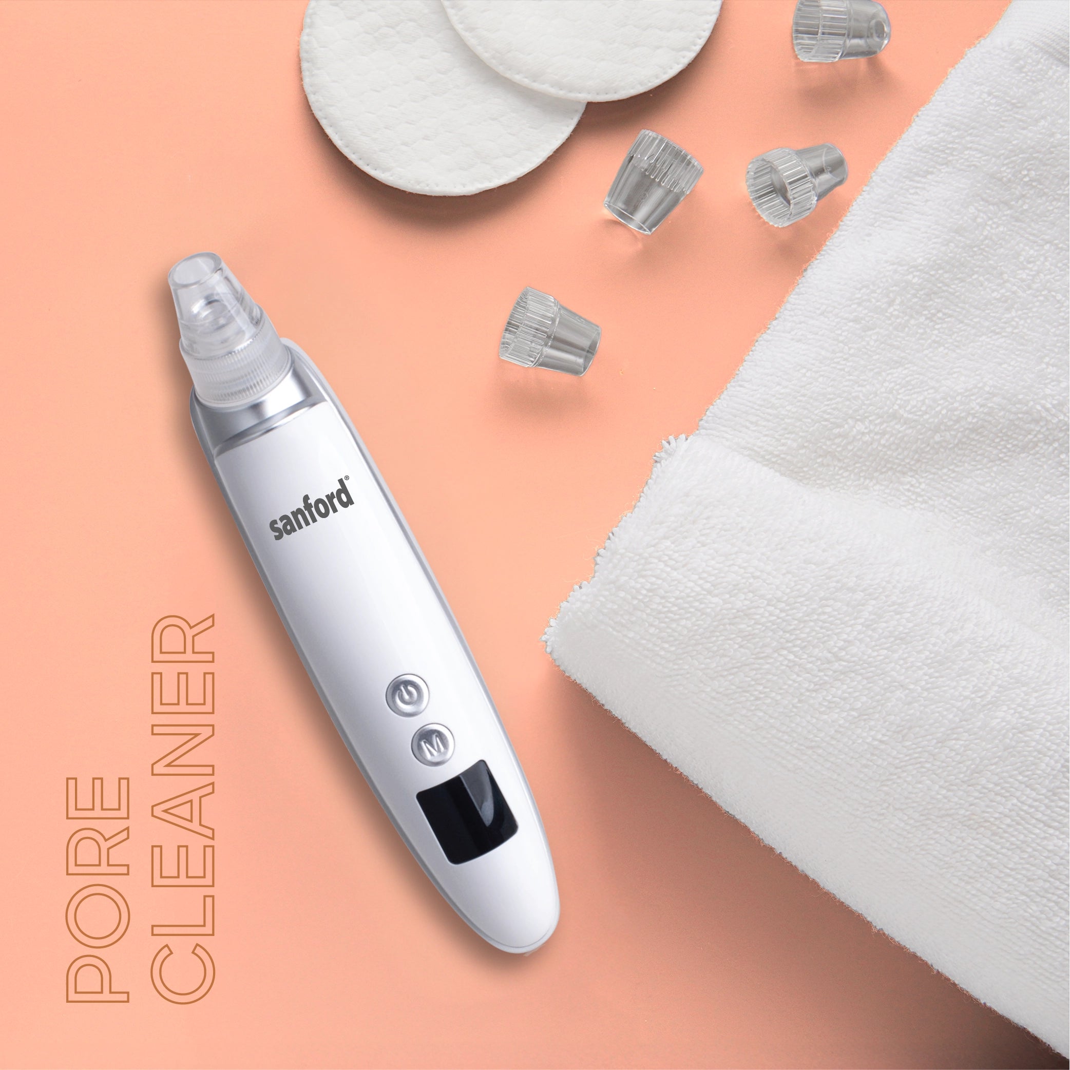  rechargeable pore cleaner 6 in 1 LED display replaceable heads sanford 6