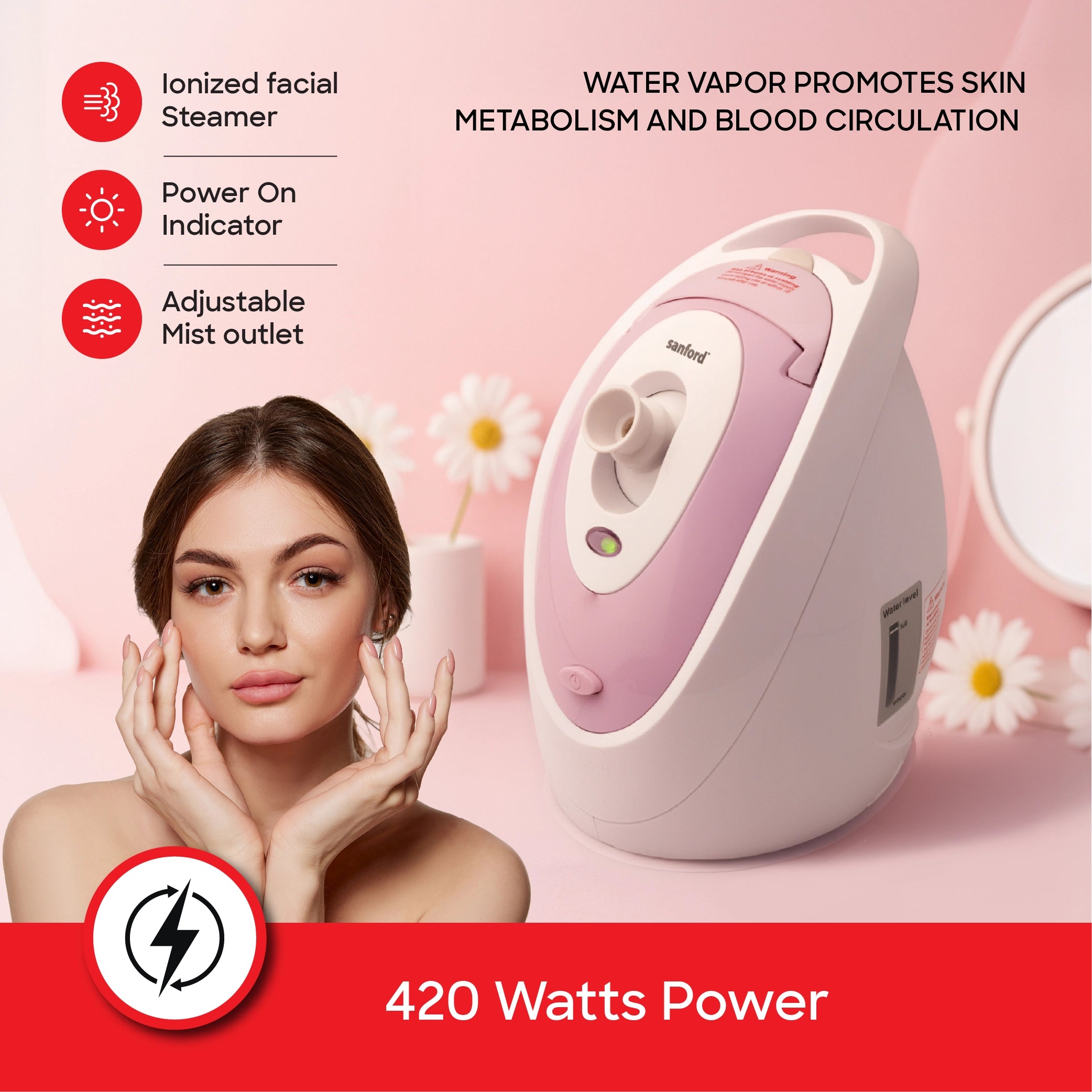 420W Ionized facial steamer adjustable mist facial sauna sanford 3