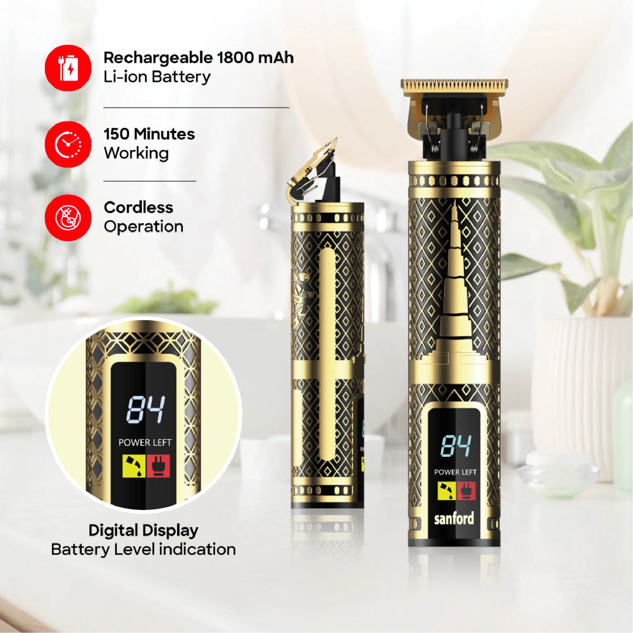 best hair trimmer T blade zero cut digital display & 150 minute sanford 3
