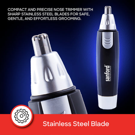 Sanford SF1997NT Nose & Ear Hair Trimmer – stainless steel blade feature callout