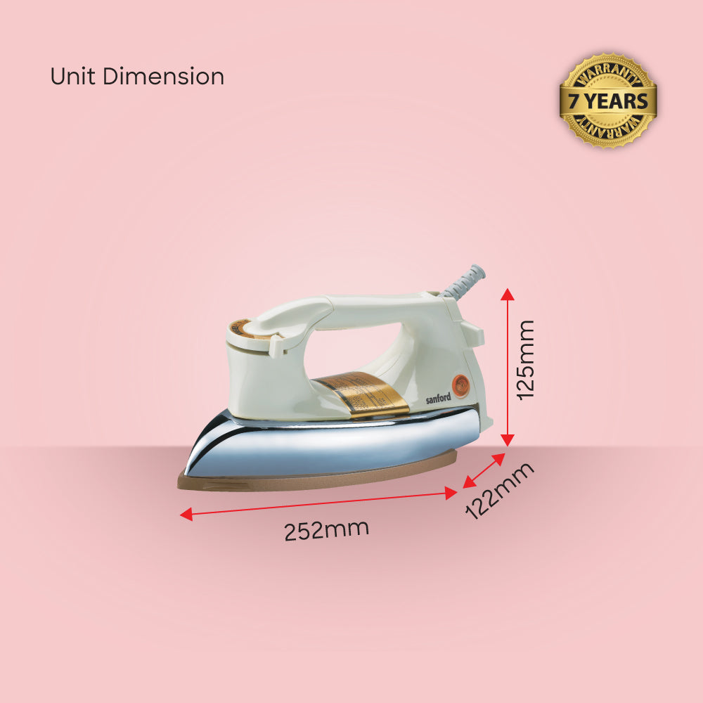 Sanford SF20DI Ceramic Dry Iron – unit dimensions and measurements