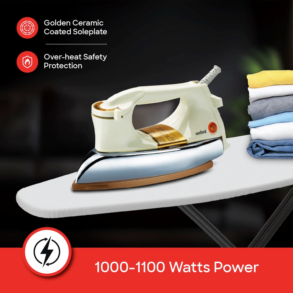 best dry iron heavy weight golden ceramic soleplate 1200W sanford 3