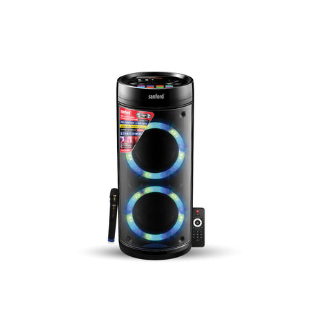 Sanford rechargeable portable stage speaker with wireless connectivity and karaoke function
