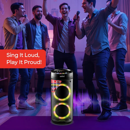 Sanford SF2257RPS-A Portable Stage Speaker – lifestyle shot, group dancing at party