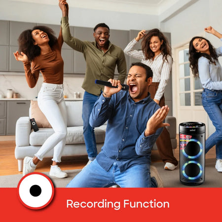 Sanford SF2257RPS-A Portable Stage Speaker – lifestyle shot, recording function in use