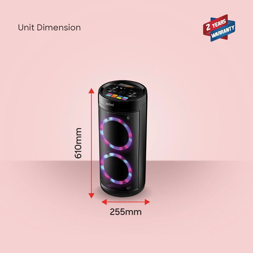 Sanford SF2257RPS-A Portable Stage Speaker – unit dimensions and measurements