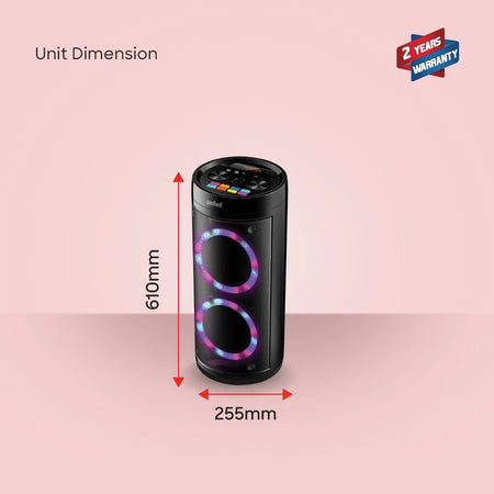 Sanford SF2257RPS-A Portable Stage Speaker – unit dimensions and measurements