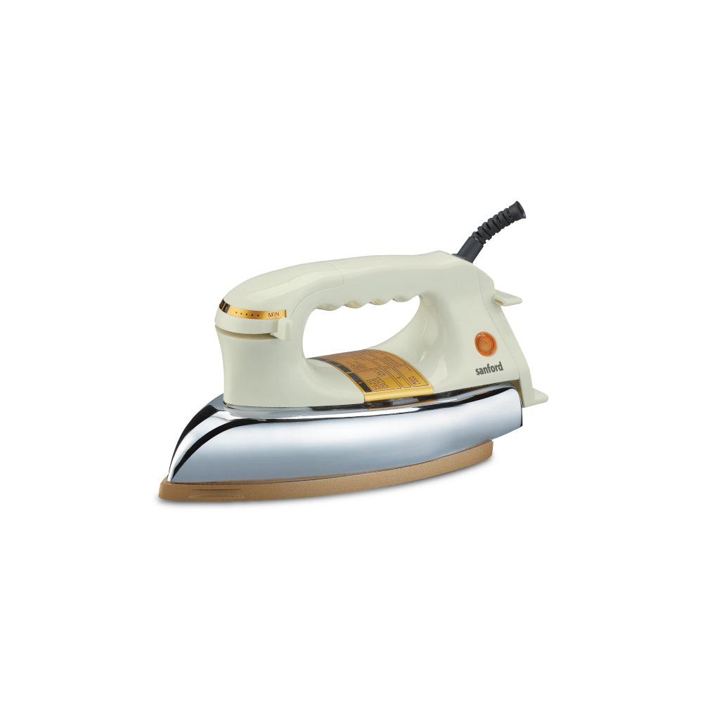 Dry iron 1200W golden ceramic soleplate heavyweight uniform heat control sanford 1