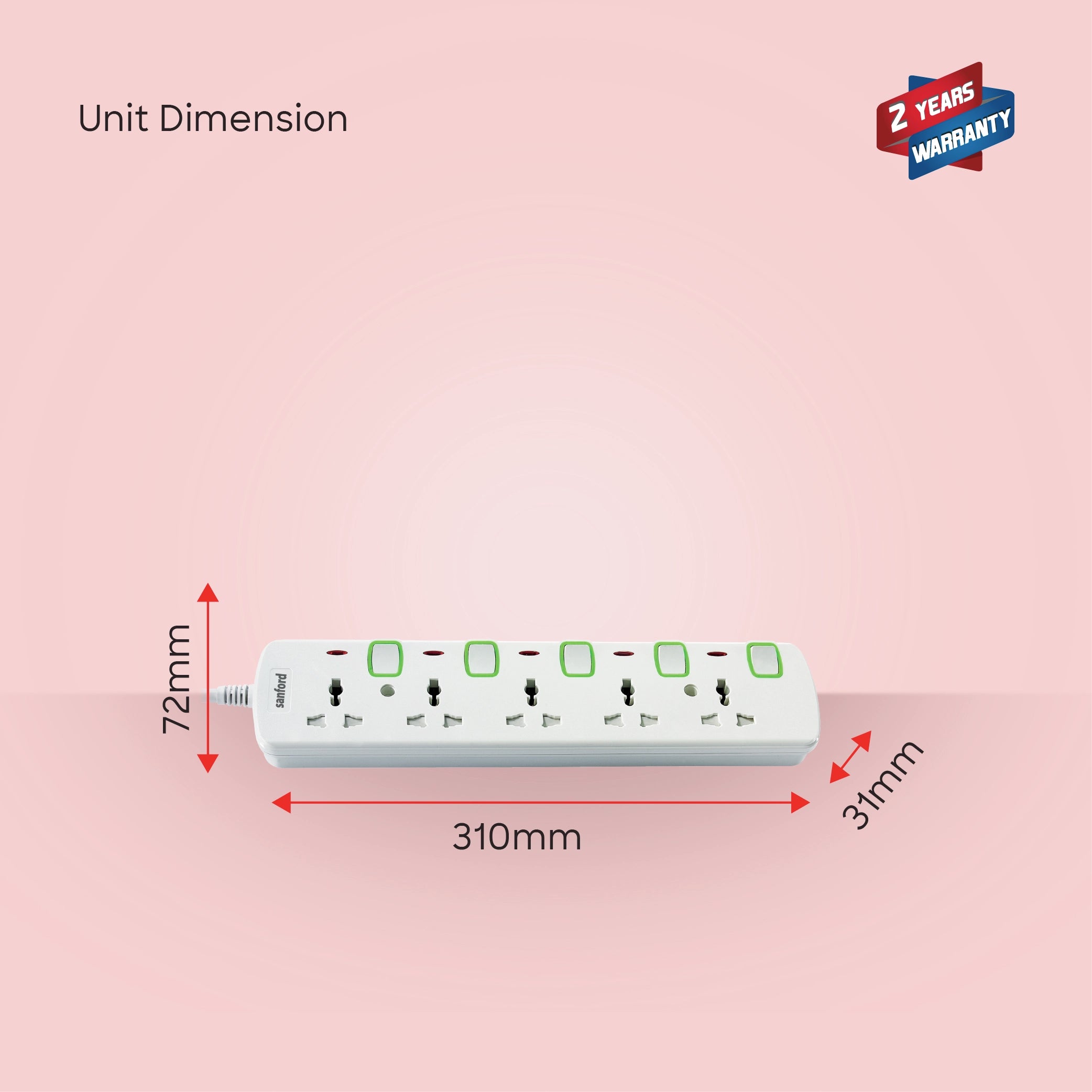 5 way extension socket 5 meter cable individual switches sanford 6