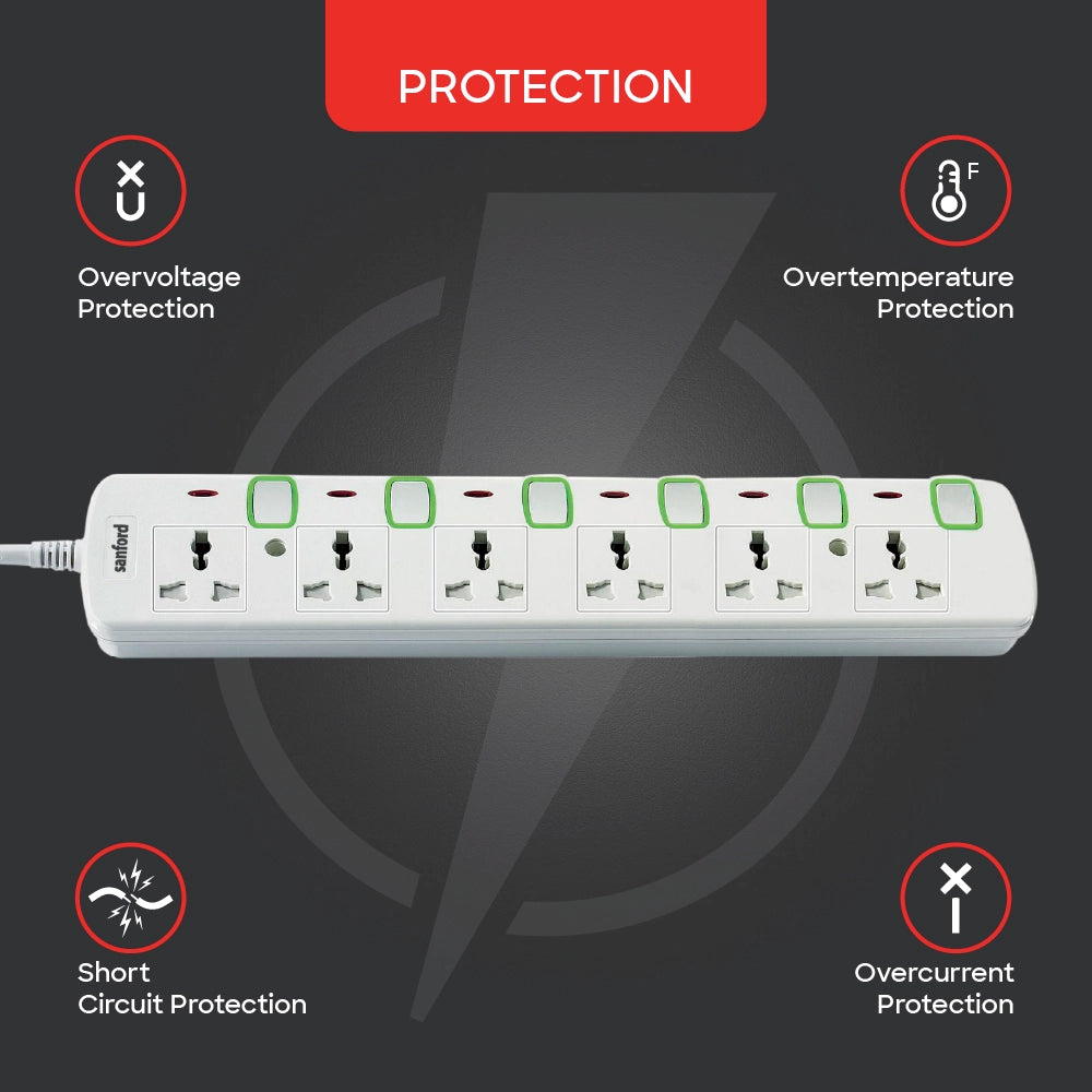 multi plug extension socket 3 m cable 13A 3250W sanford 4