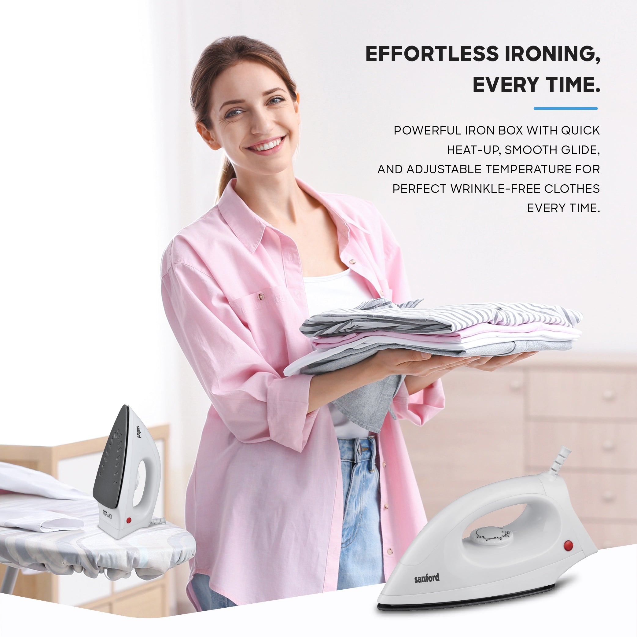 Dry iron 1200W with non stick soleplate overheat protection safe ironing sanford 5