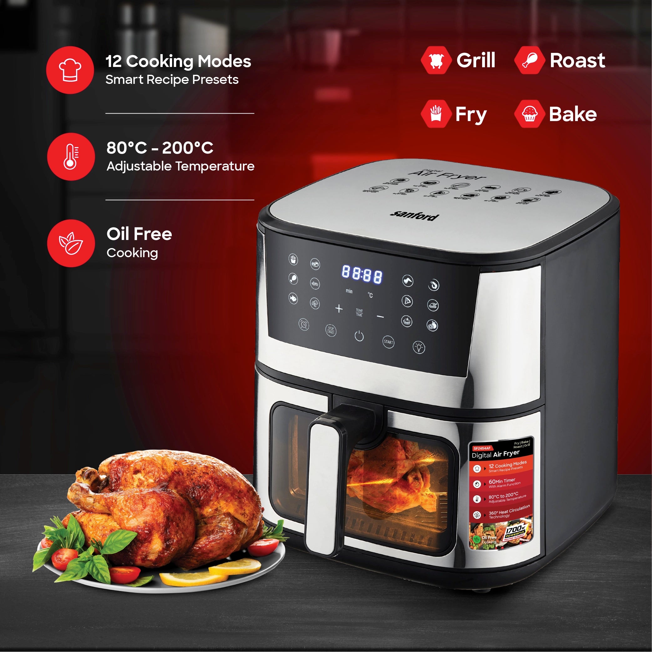 7L Digital air fryer with 12 preset cooking programs sanford 3