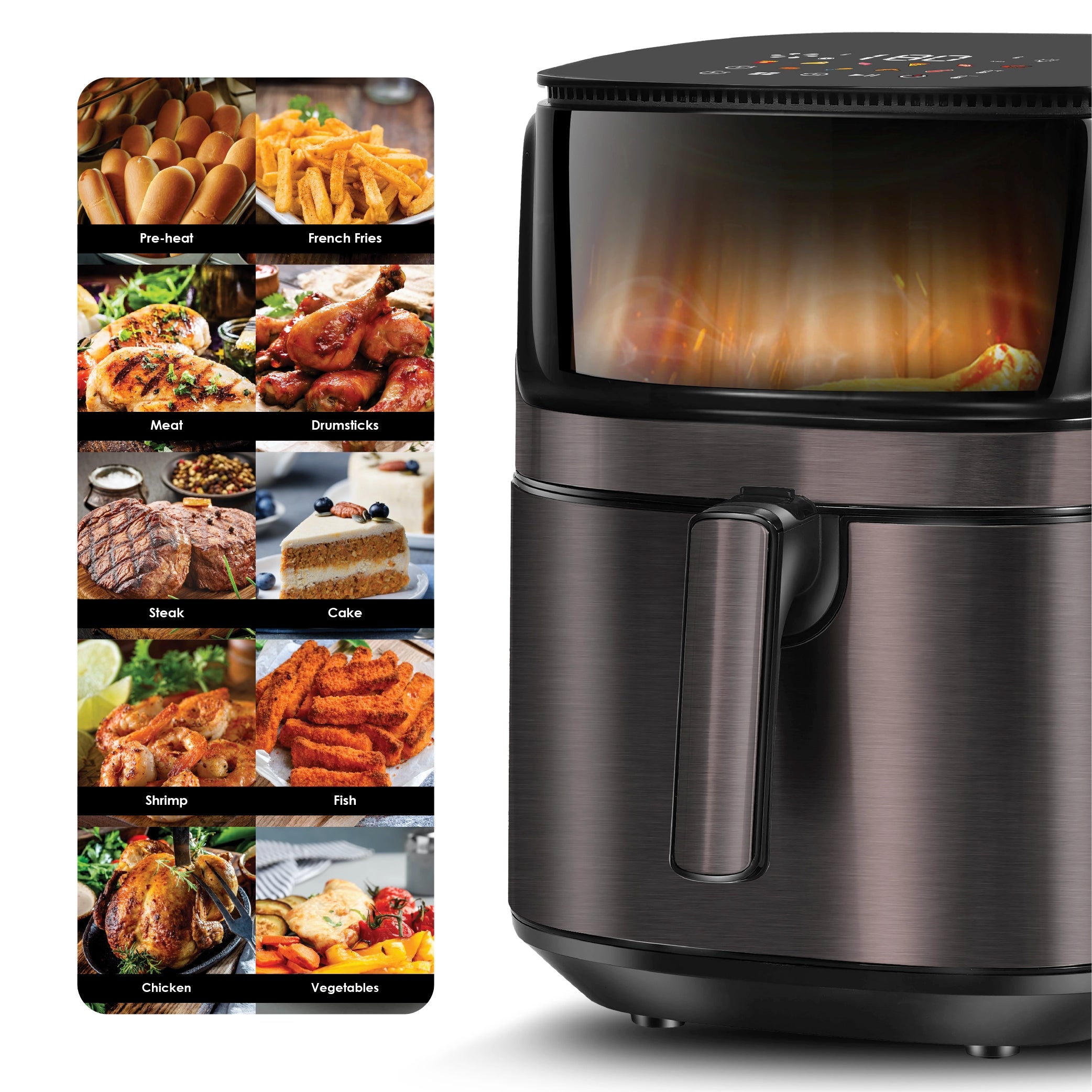 Sanford SF2458AF BS Air Fryer – lifestyle shot, cooked food results