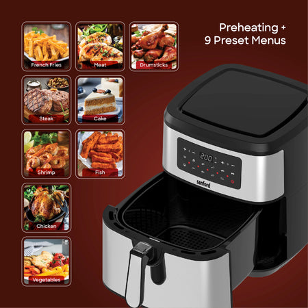 10L Digital air fryer with 12 preset cooking programs sanford 6