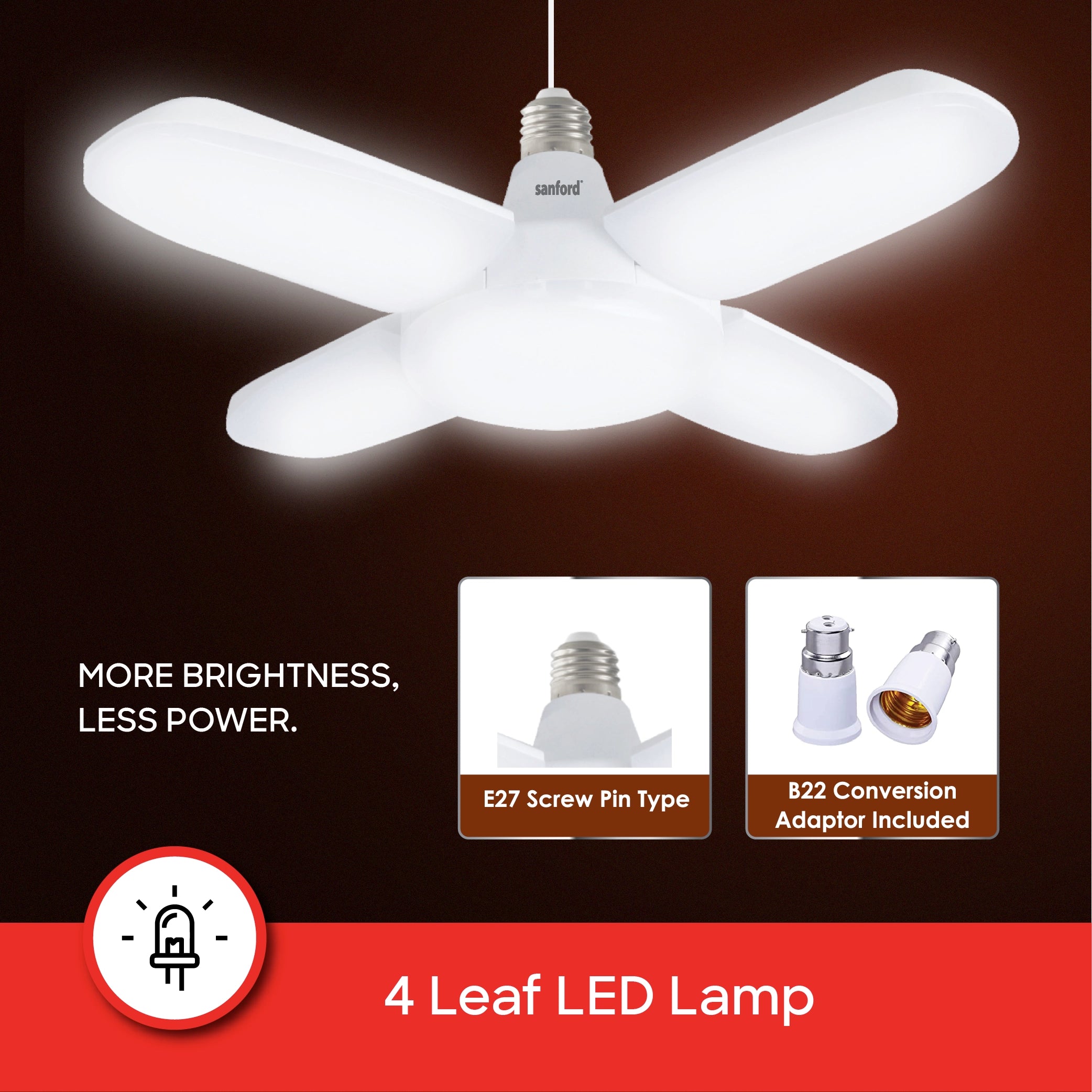 ceiling fan LED lamp 48W 4 leaf 6500K E27/B22 pin sanford 4