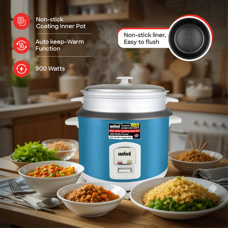 2.2L rice cooker 900W with non stick inner pot & steamer sanford 3