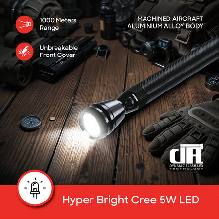 Sanford SF2638SL LED Torch – 1000m range and CREE 5W LED feature callout