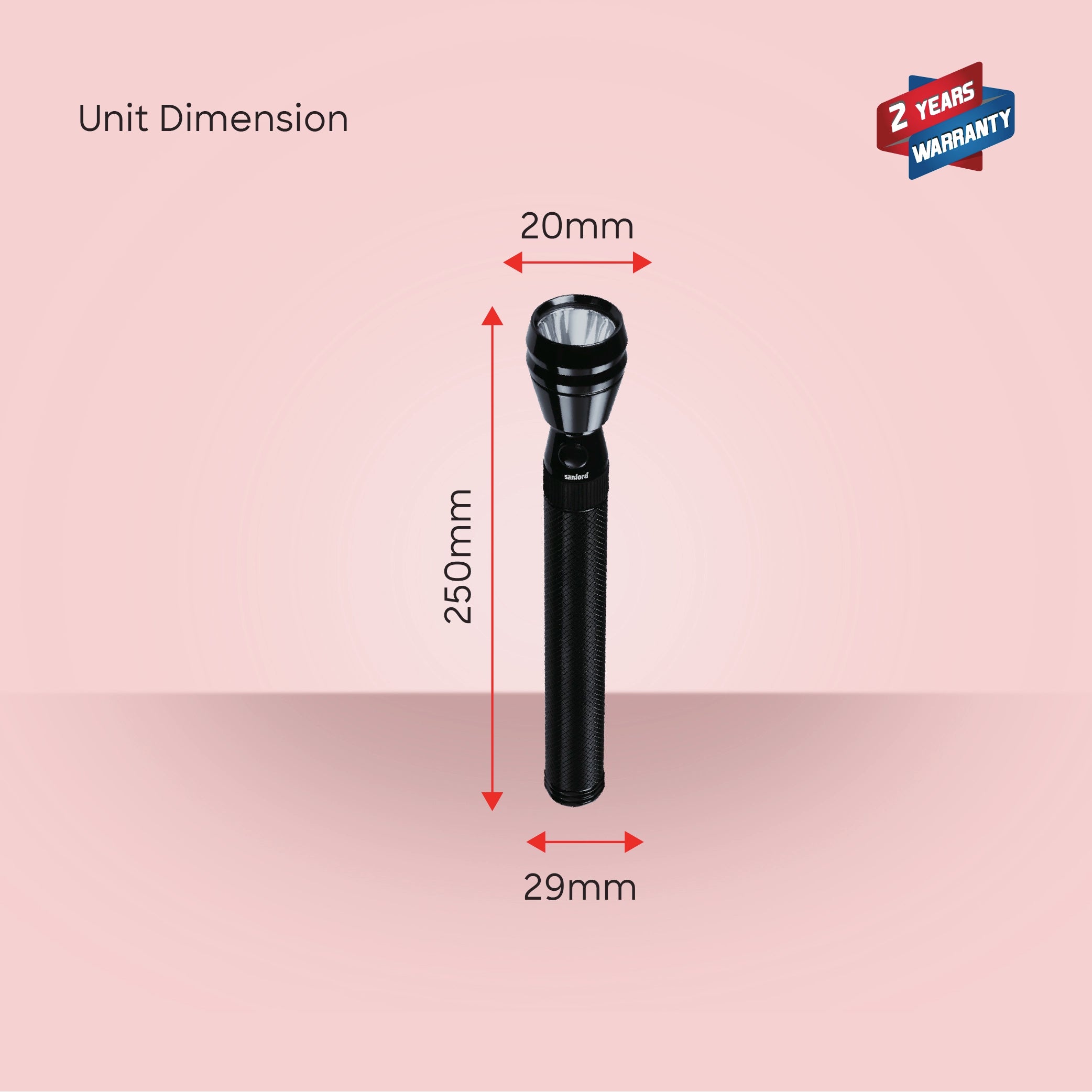 5W Army Series LED flashlight with 1000 meter range and 2 sanford 6