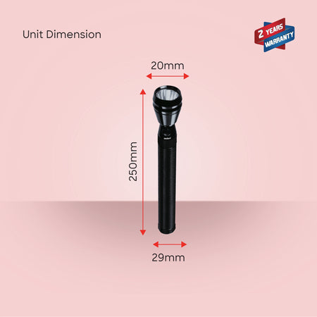 Sanford SF2638SL LED Torch – unit dimensions and measurements