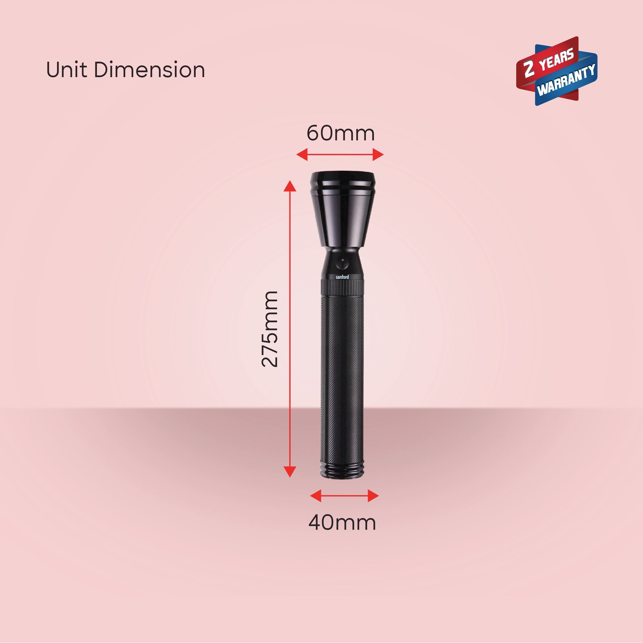 5W Army Series LED flashlight with 1800 meter range and 6 sanford 6