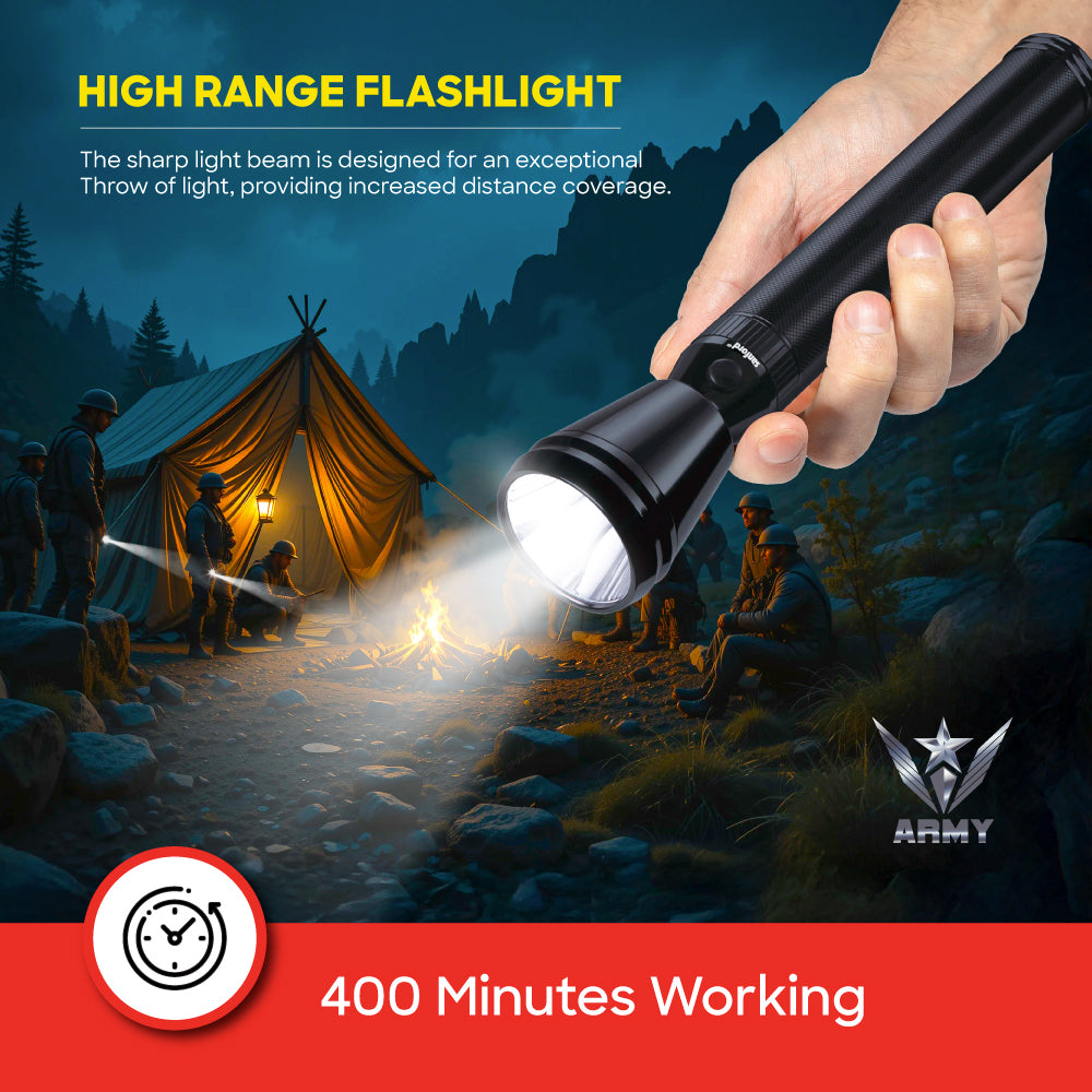 Sanford LED Flashlight Army Series Rechargeable 5W CREE 2100m Long-Range Torch - SF2641SL-3D