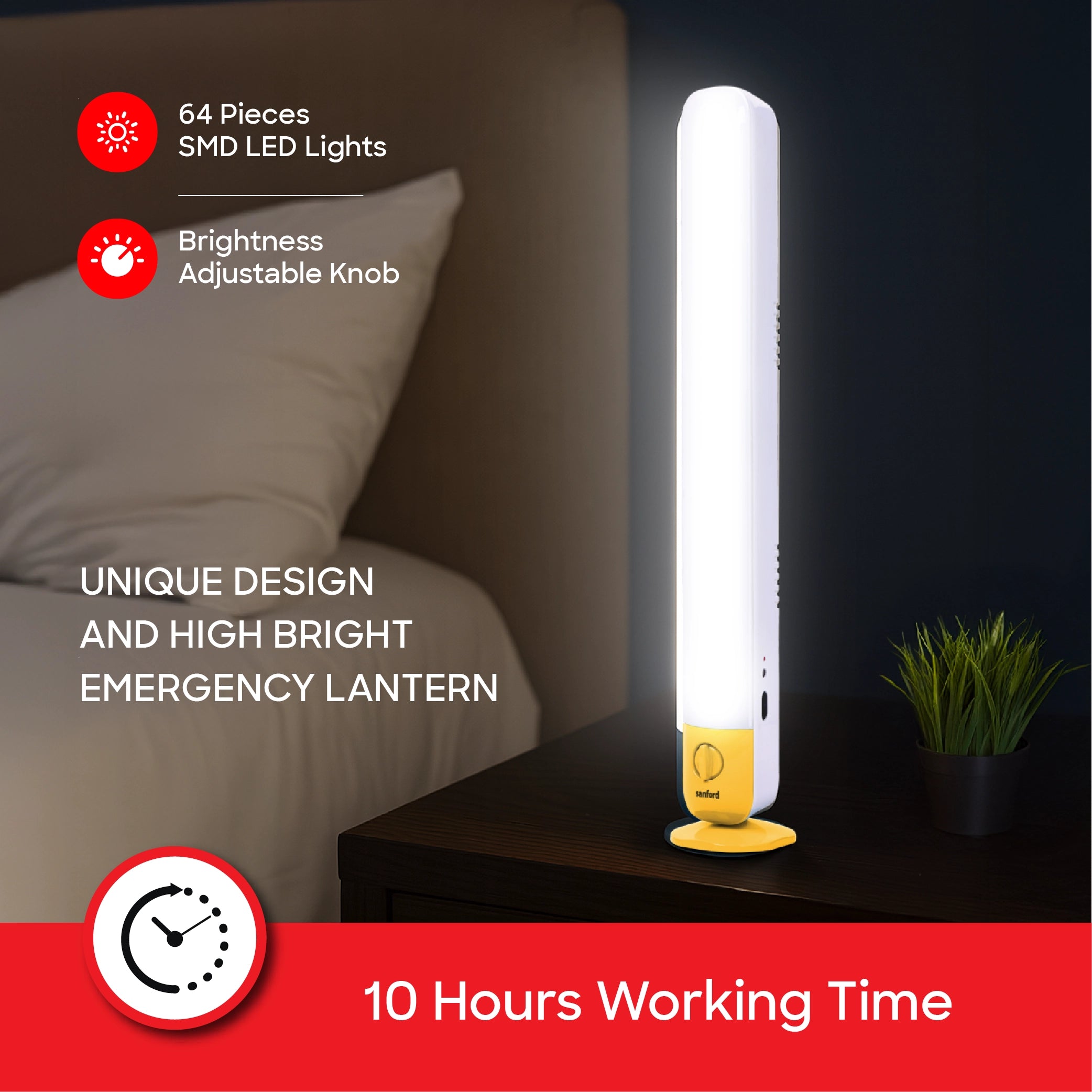 rechargeable LED lantern 64 SMD lights 10 hour runtime sanford 3
