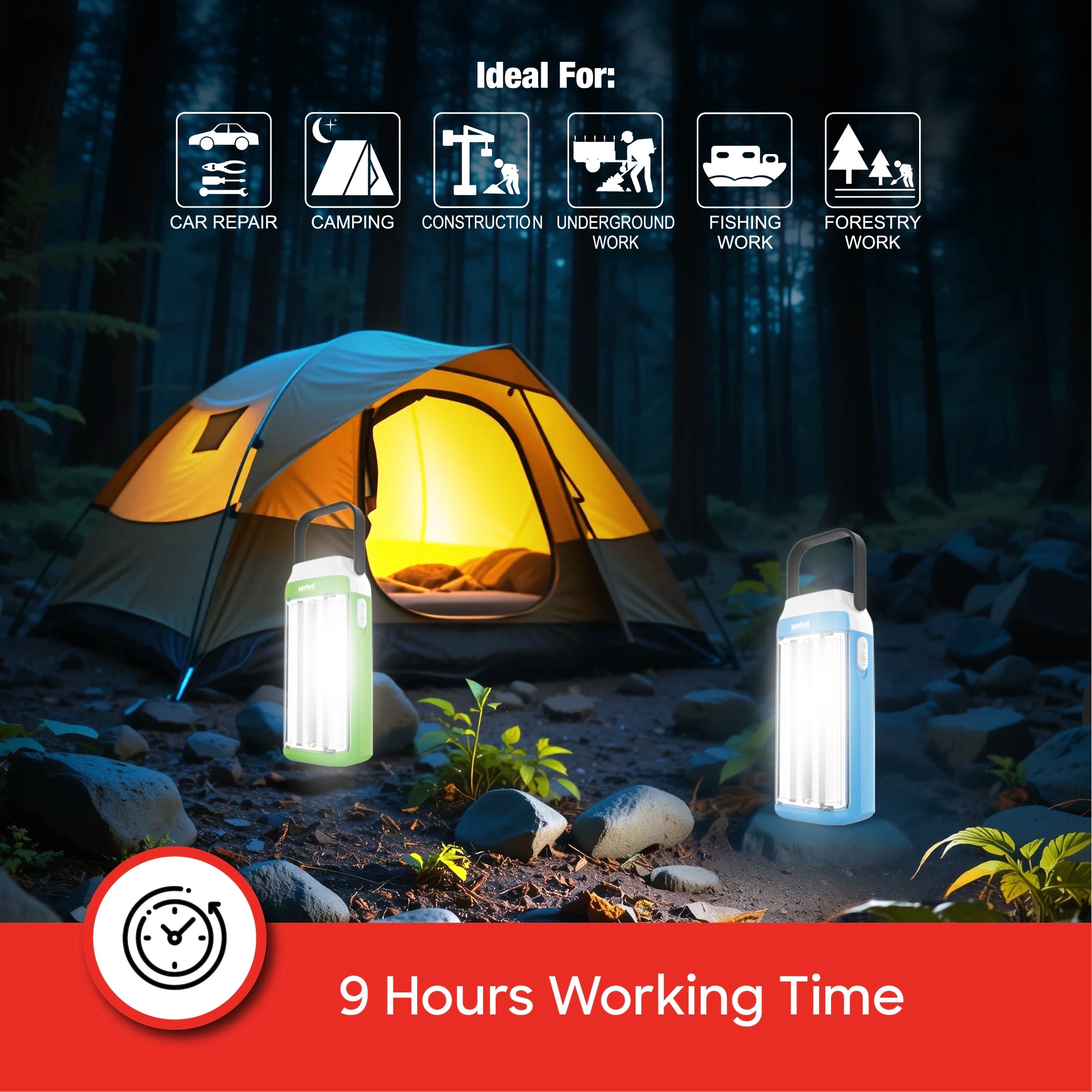 rechargeable emergency lamp 16 LED 9 hours USB charging sanford 4