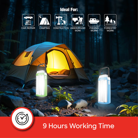 Sanford SF2732EL LED Emergency Lamp – lifestyle shot, camping use with 9-hour runtime
