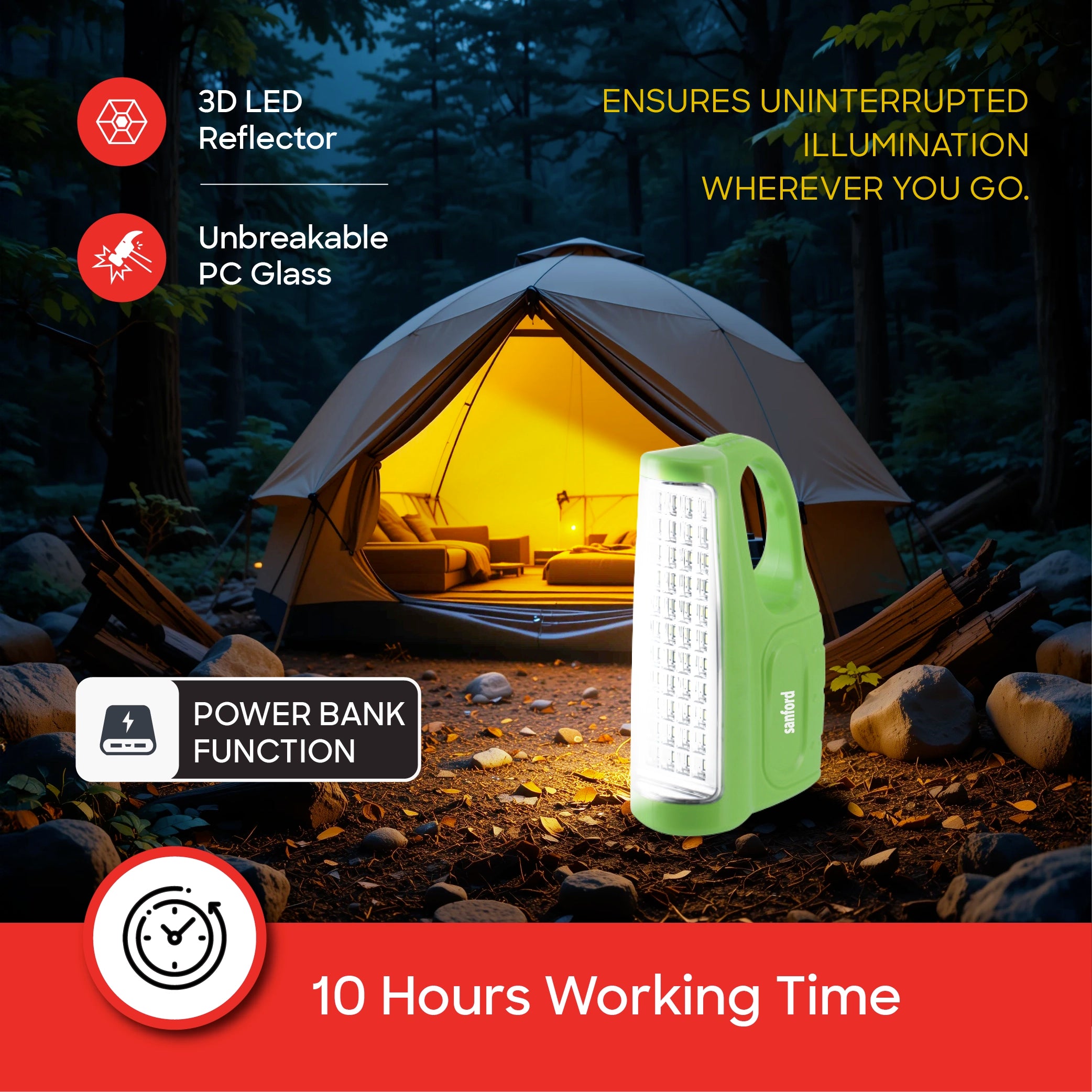 Rechargeable Lantern with 44 LEDs 10 Hour Runtime sanford 4
