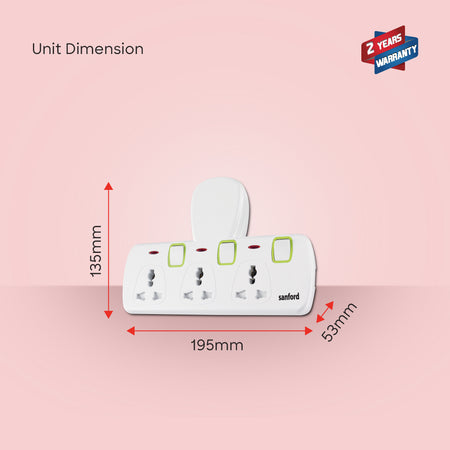 3 way extension socket multi plug 13A fused design sanford 6