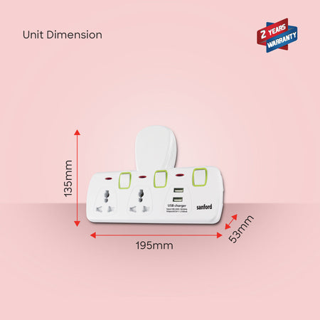 Sanford SF286ADP BS 2-Way Multi Plug Adaptor Complete Package