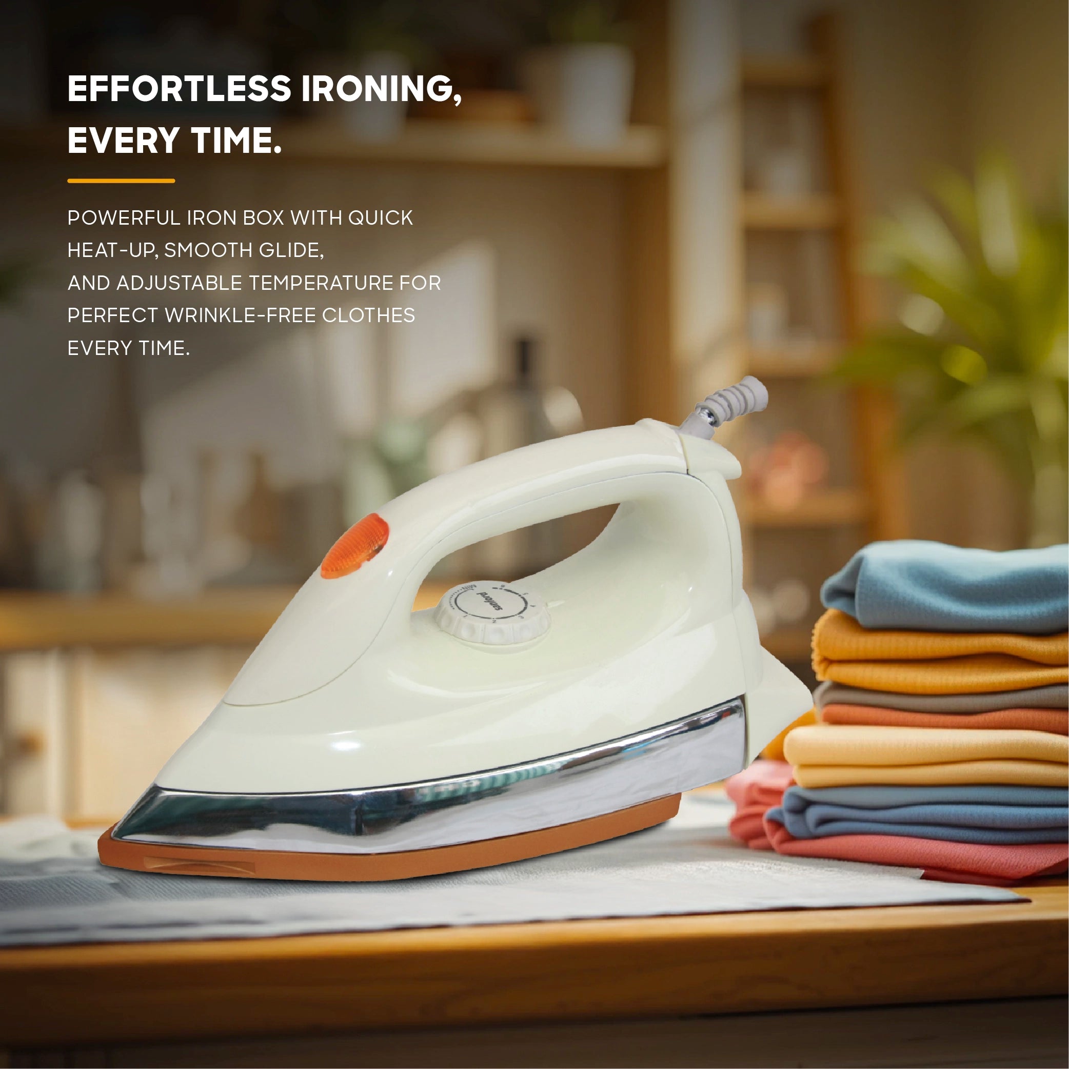 Dry iron 1200W with non stick ceramic soleplate for smooth pressing sanford 4