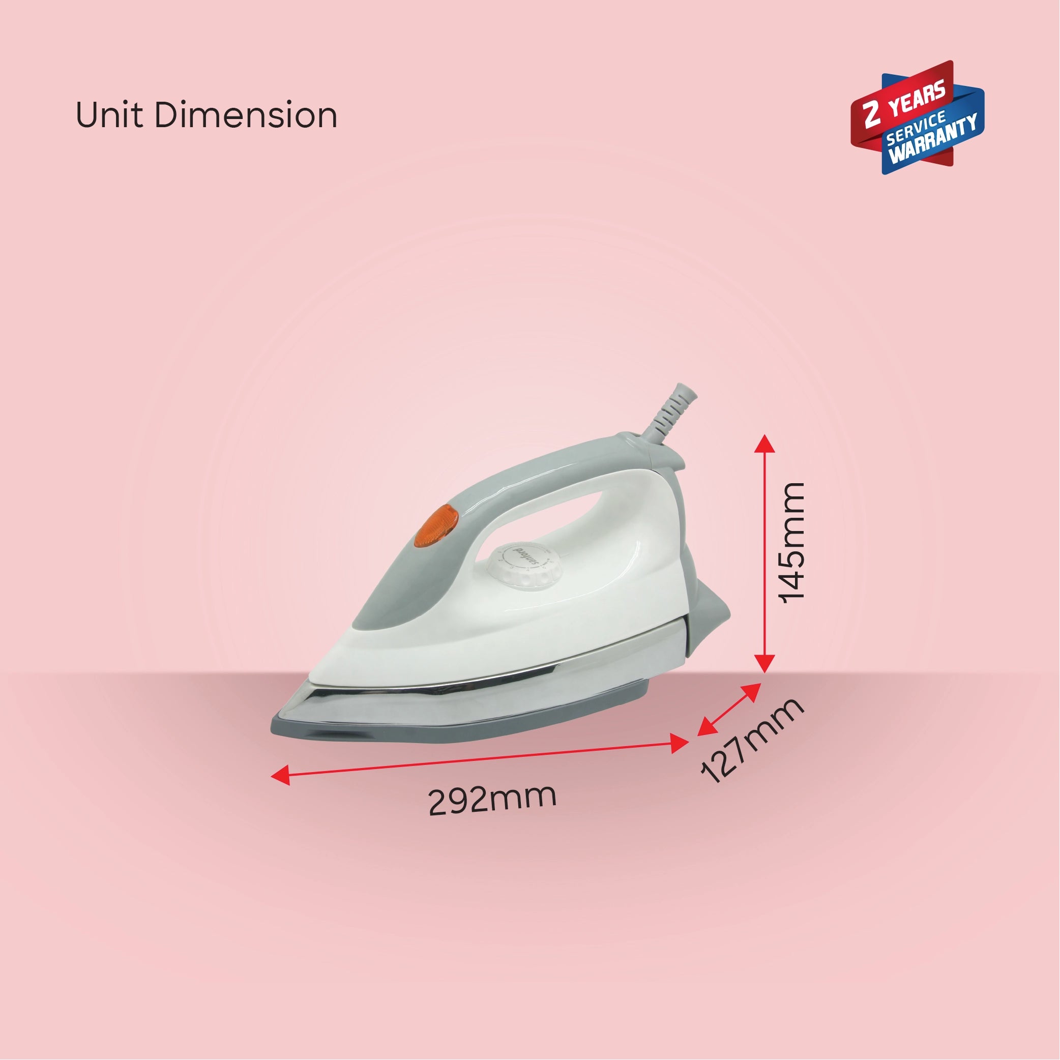 Dry iron 1200W with non stick ceramic soleplate for smooth pressing sanford 6