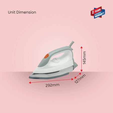 Sanford SF28DI Ceramic Dry Iron – unit dimensions and measurements