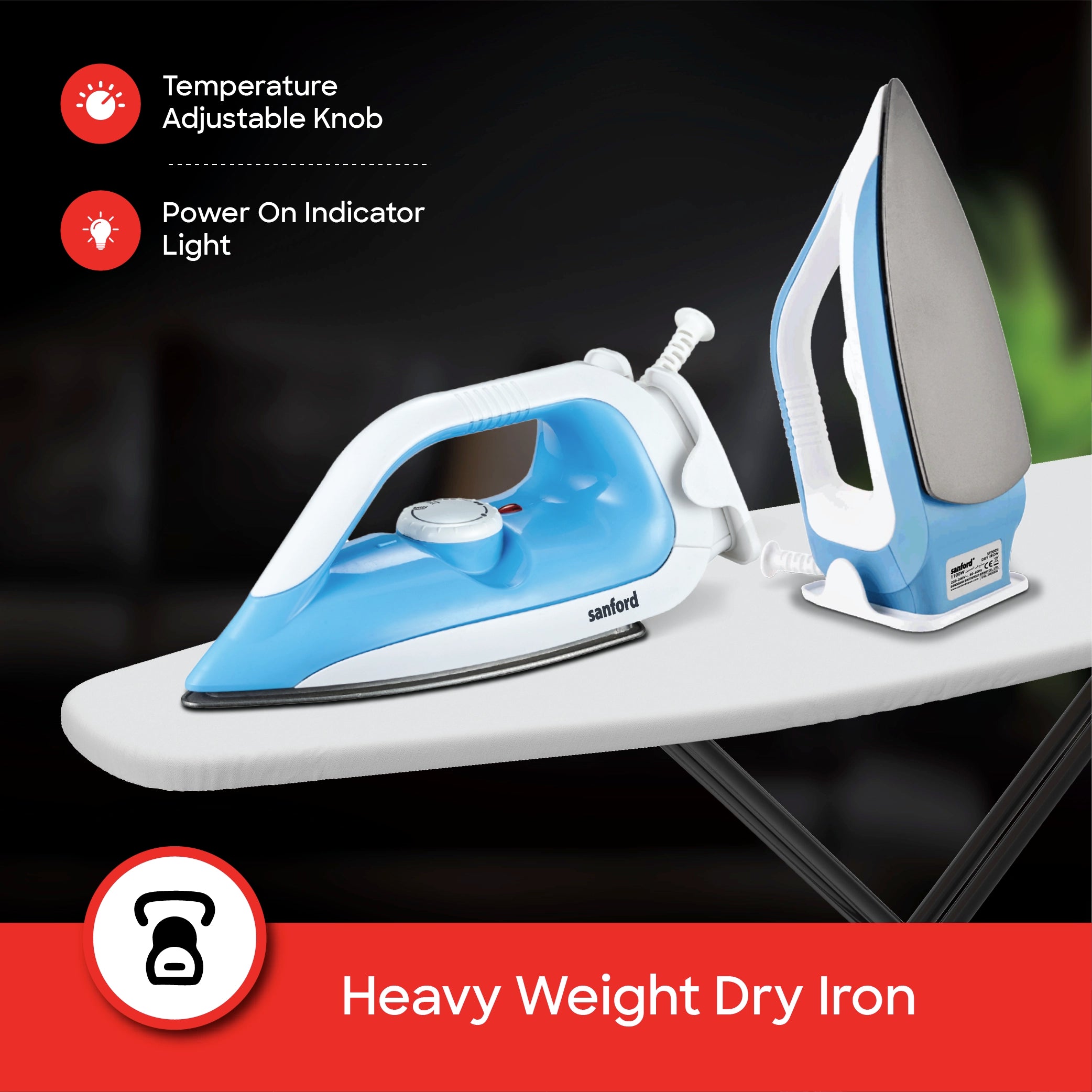 Dry iron non stick Soleplate lightweight smooth fabric glide sanford 4