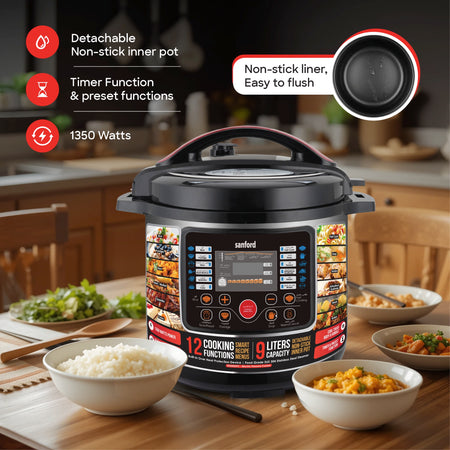 9L electric pressure cooker 1350W digital control & 12 cooking modes sanford 3