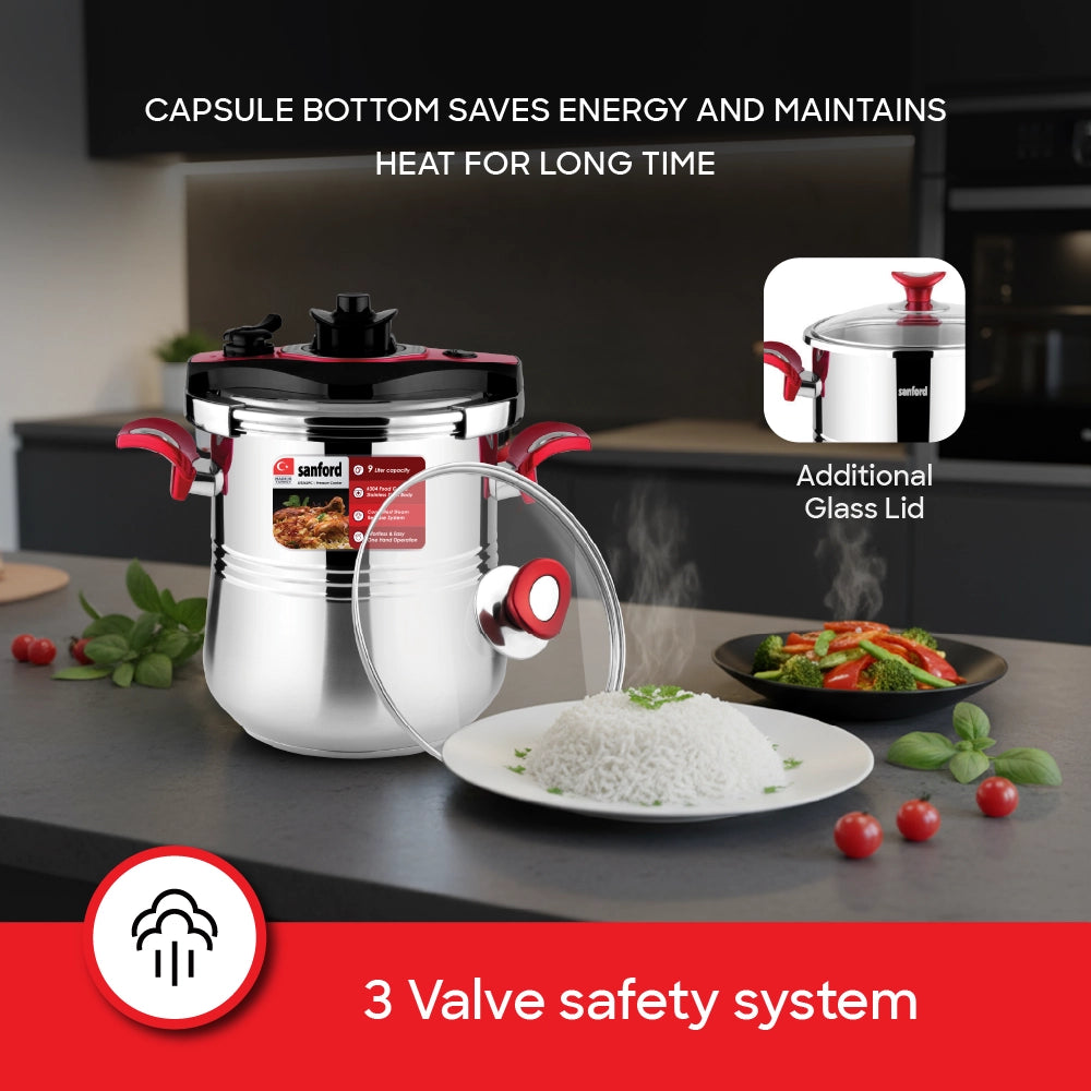 clipso pressure cooker 9L capacity stainless steel sanford 4