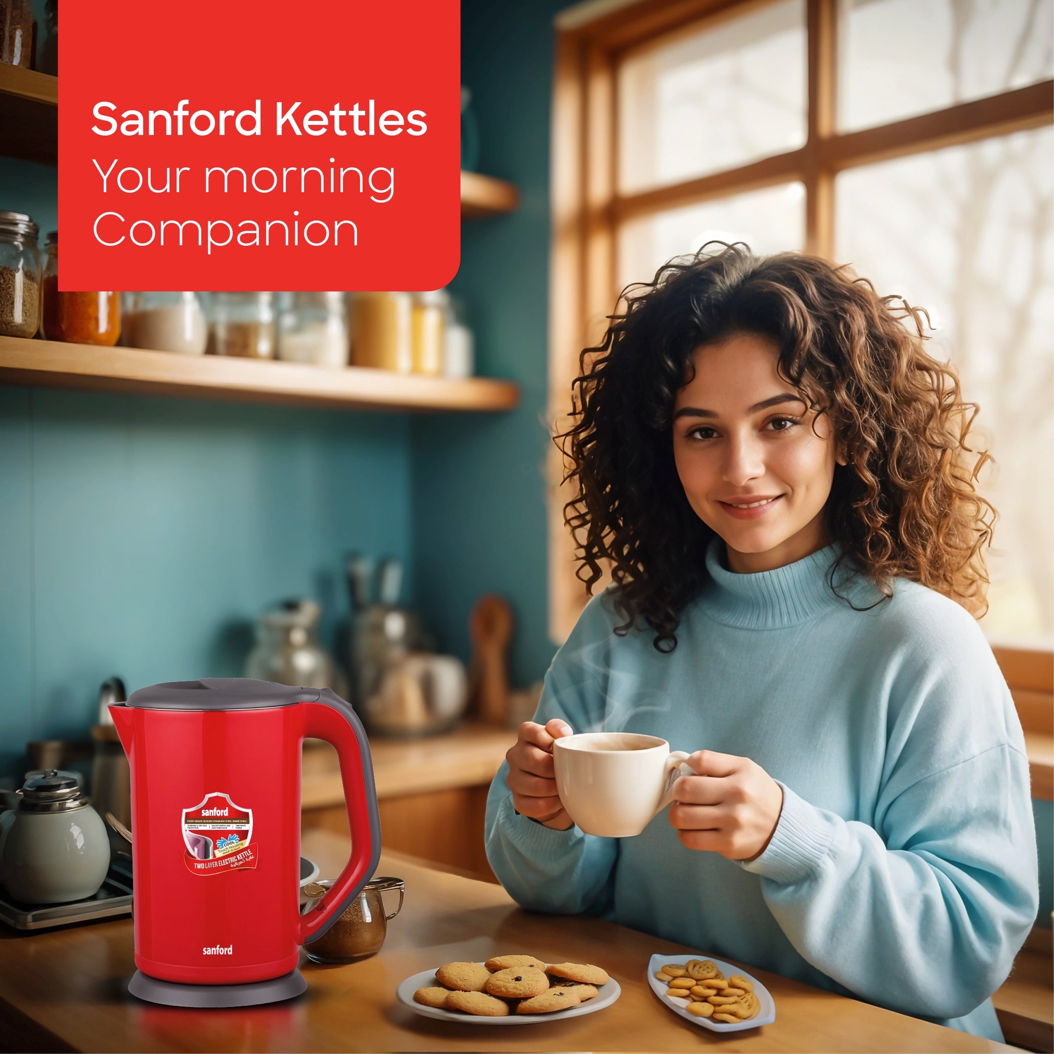 best electric kettle 1.7L double layer & auto shut-off sanford 2