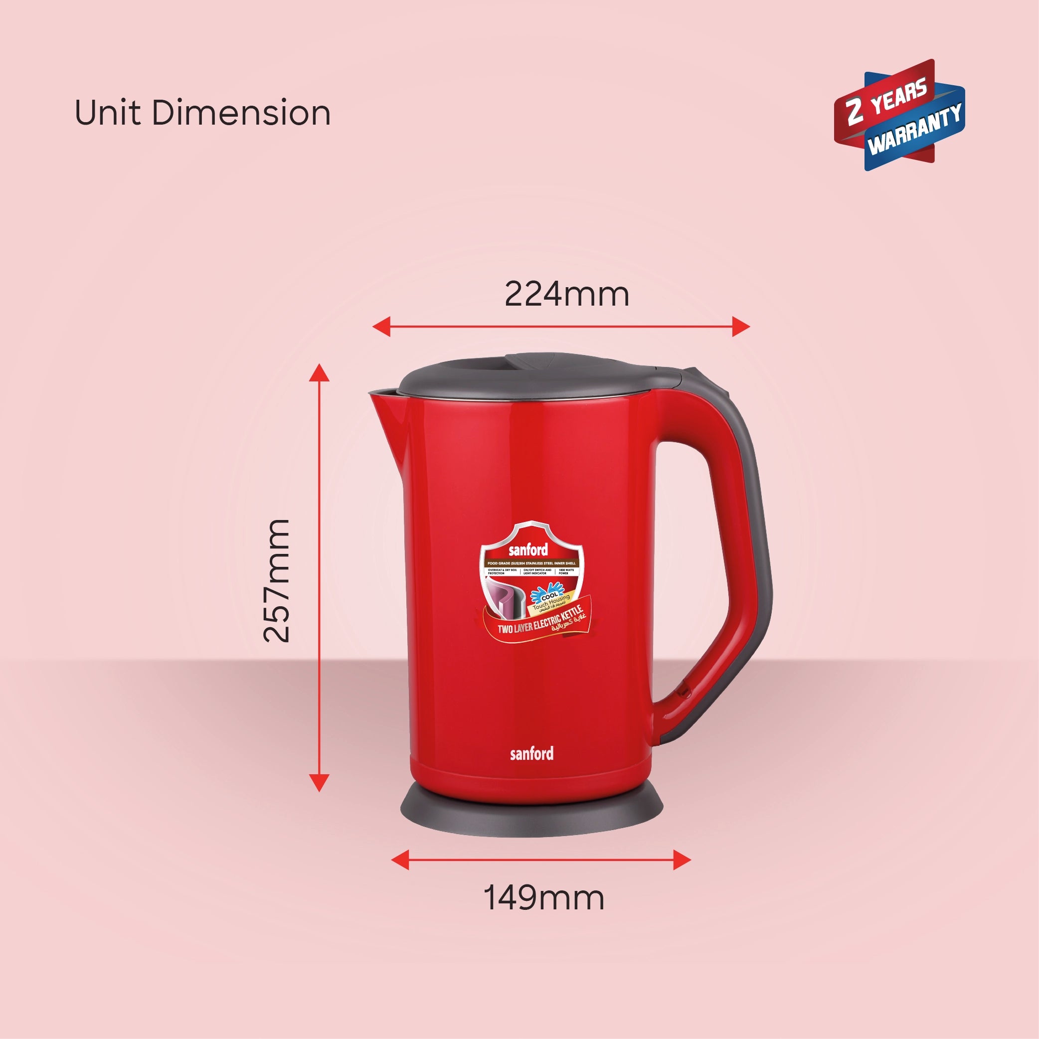 best electric kettle 1.7L double layer & auto shut-off sanford 7