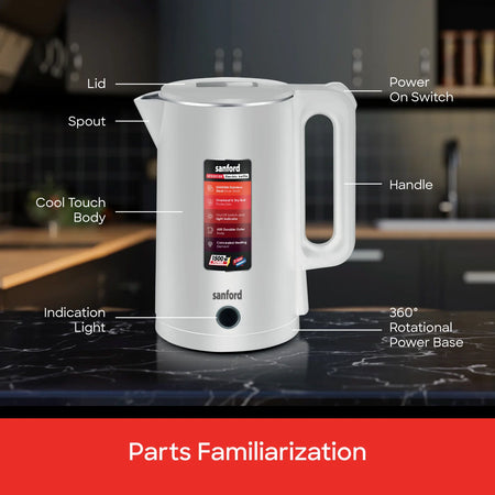 SF3331EK 1.8L Electric Kettle UAE - Complete Package with Cordless Base - Full Product Display