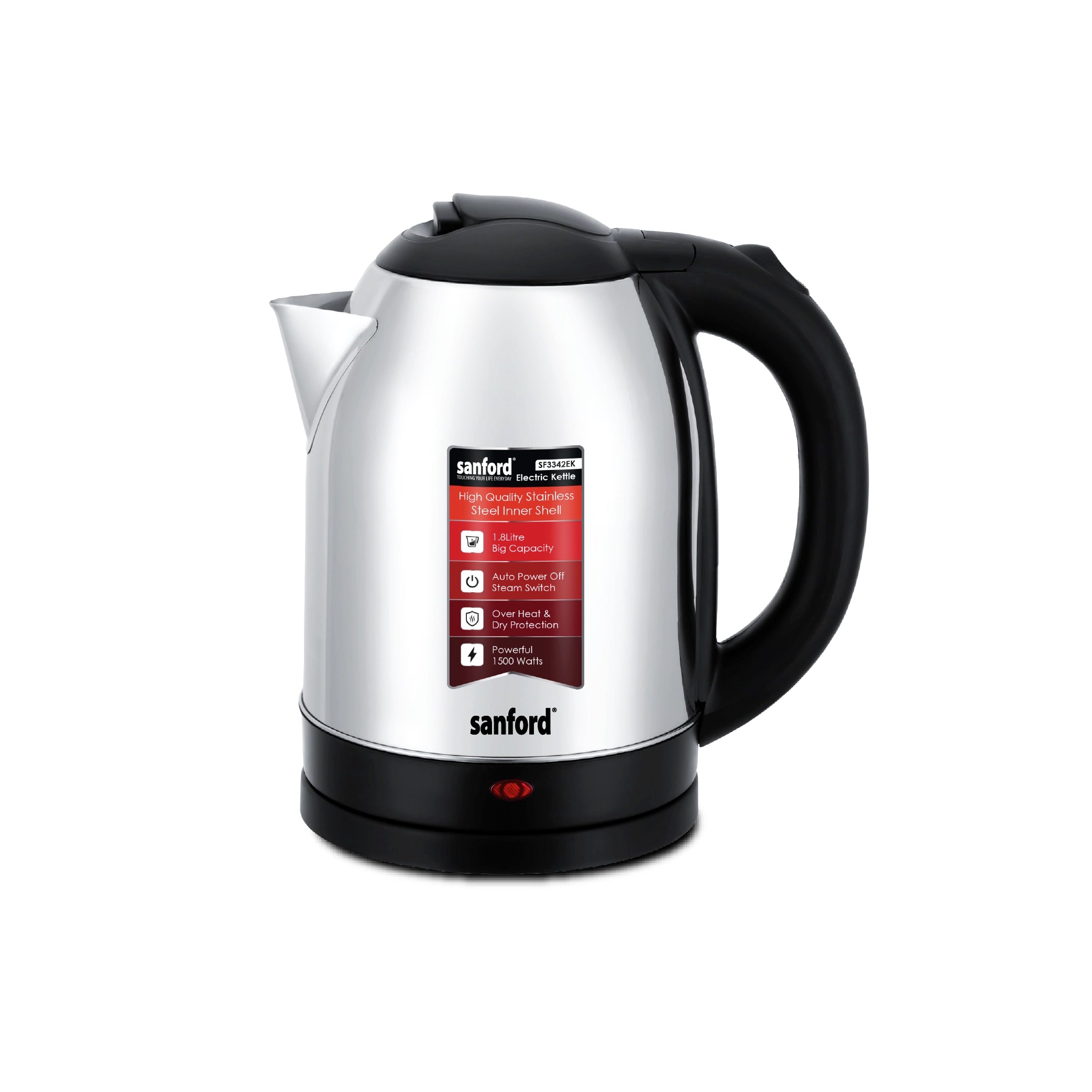 best electric kettle 1.8L steel inner shell & cool touch body sanford 1