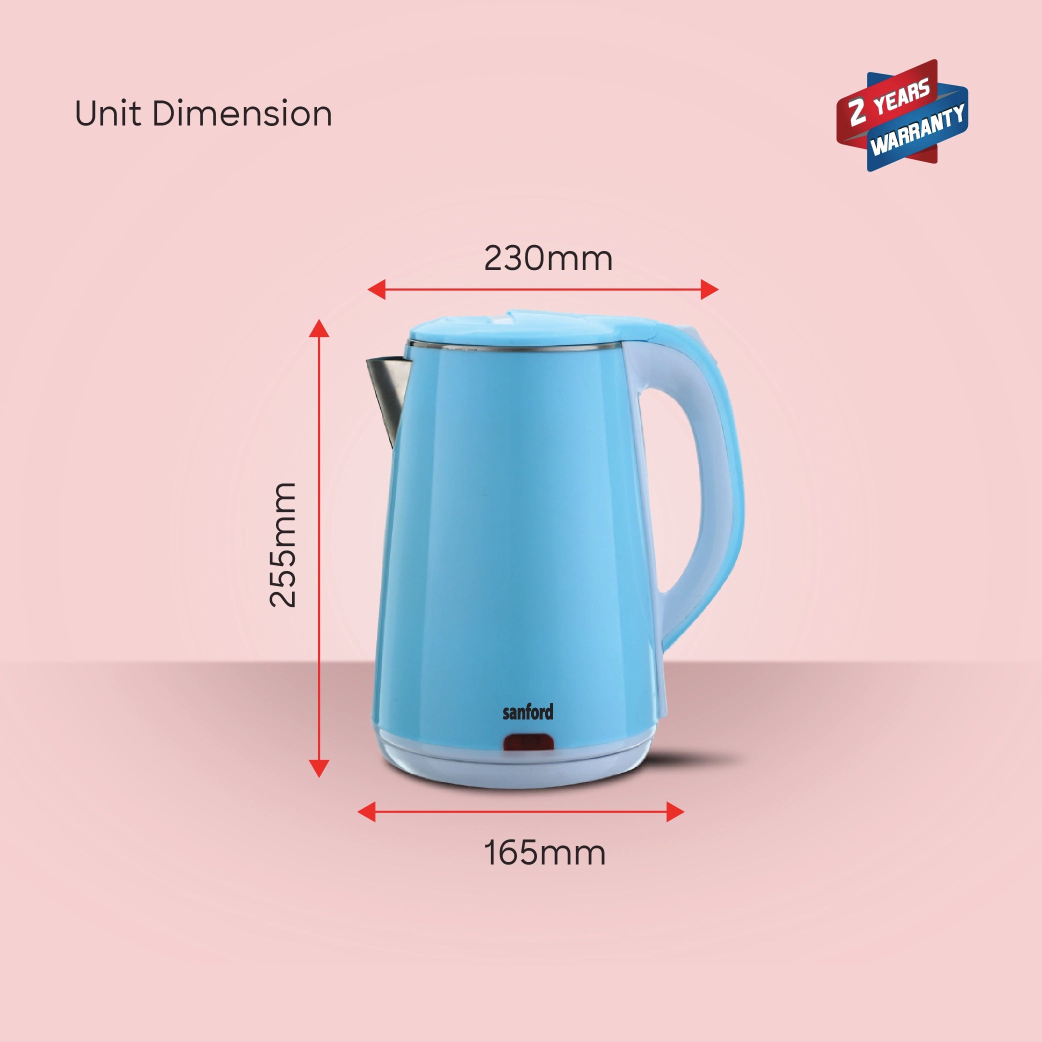 Electric Kettle 2.2L Double Layer Cool Touch 1600W Auto Shut Off sanford 7