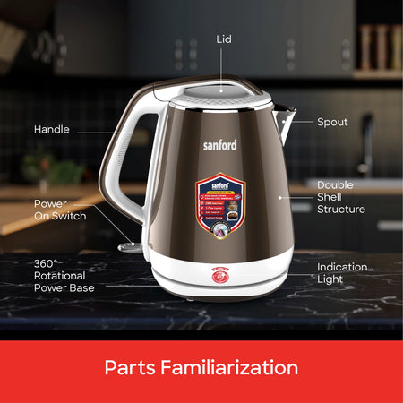 best electric kettle 1.7L 1500W power & double shell structure sanford 6